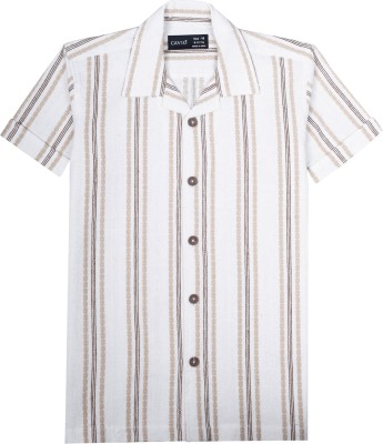 CAVIO Boys Striped Casual White Shirt