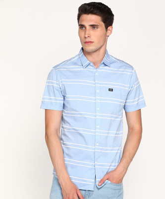 The Indian Garage Co. Men Striped Casual Blue Shirt