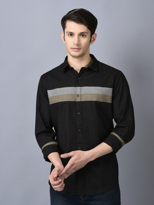 Canoe Men Color Block Casual Black Shirt