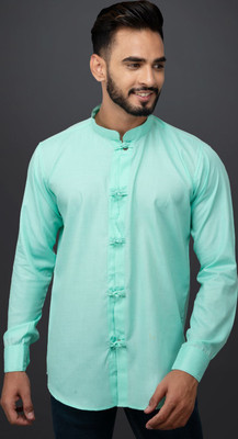 FURBO Men Solid Casual Light Green Shirt