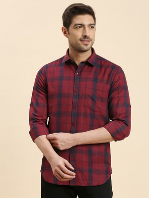 encore by INVICTUS Men Checkered Casual Red Shirt