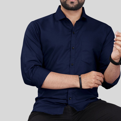 CLOSWIF CREATIONS Men Solid Casual Dark Blue Shirt