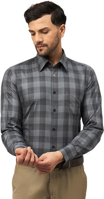 LOUIS STITCH Men Checkered Formal Grey Shirt