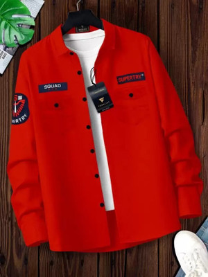 PROTOCOL Men Solid Casual Red Shirt
