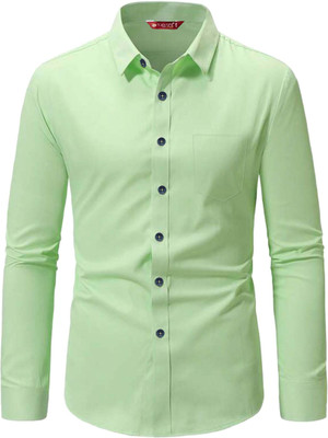 FireFish Men Solid Casual Green Shirt