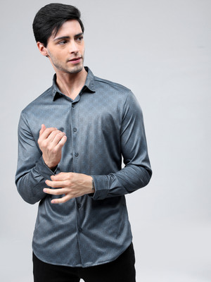 HIGHLANDER Men Printed Casual Grey, Black Shirt