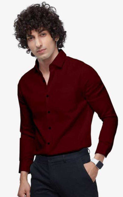 jumi enterprise Men Solid Casual Maroon Shirt