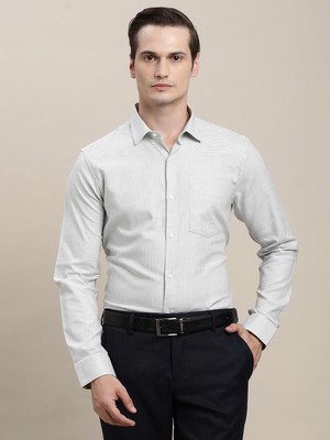 TURTLE Men Self Design Formal Grey Shirt