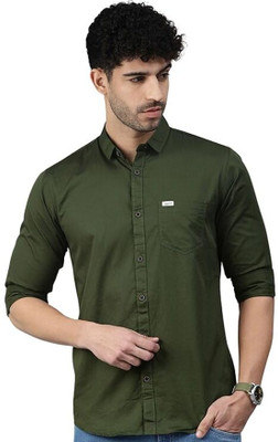 ISUEL FAB Men Solid Formal Green Shirt