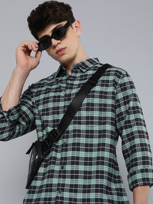 R.Code by The Roadster Life Co. Men Checkered Casual Blue Shirt