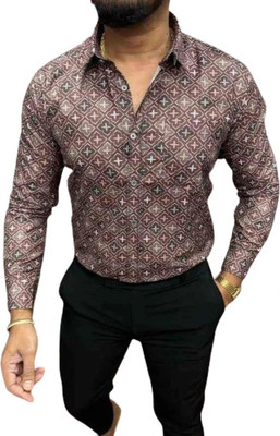 Vilantra Collection Men Printed Casual Brown Shirt