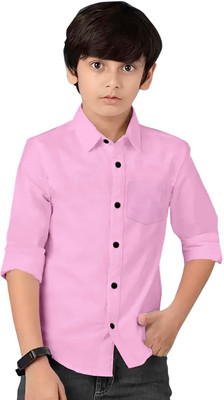 Glusic Trends Boys Solid Casual Pink Shirt