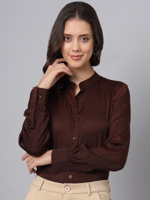 METRONAUT Women Solid Formal Brown Shirt