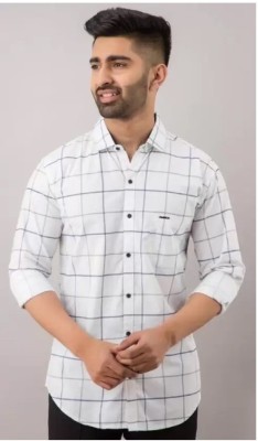 COOL MEAN Men Checkered Casual Black, White Shirt