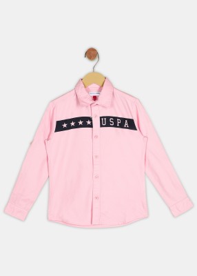 U.S. POLO ASSN. Boys Solid Casual Pink Shirt