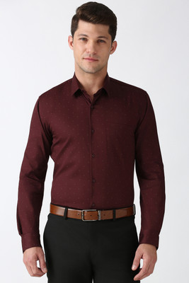 PETER ENGLAND Men Printed Formal Maroon Shirt