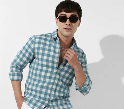 U TURN Men Printed Casual Light Blue Shirt