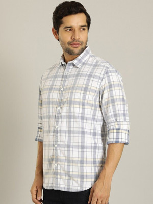 INDIAN TERRAIN Men Checkered Casual Blue Shirt