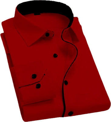 fashion corner Men Solid Formal Red Shirt