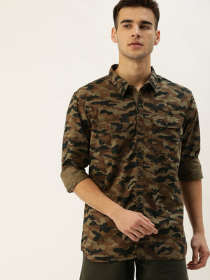 SINGLE by Ranbir Kapoor Men Printed Casual Brown Shirt