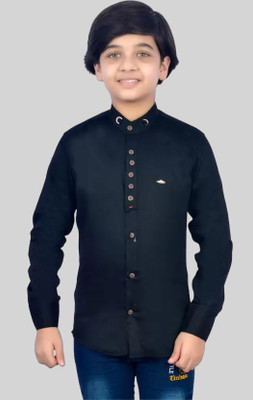 M'COT Boys Solid Casual Dark Blue Shirt