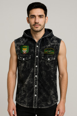 Clubble Men Washed Casual Black Shirt