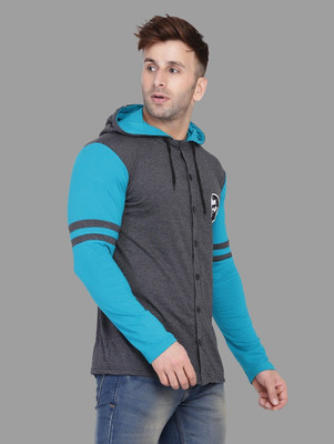 Trendfull Men Solid Casual Grey, Light Green Shirt