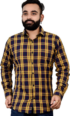 Shreyash Trend Men Solid Casual Dark Blue, Yellow, Red Shirt