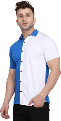 GEUM Men Solid Formal Blue, White Shirt
