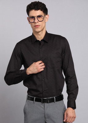 PETER ENGLAND Men Printed Formal Brown, Black Shirt