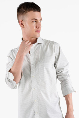 HOC Men Printed Casual White Shirt