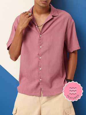 WROGN Men Self Design Casual Red Shirt