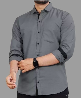 RUDHAARI Men Solid Formal Grey Shirt