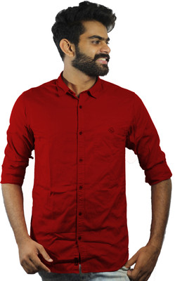 Indi Hemp Men Solid Casual Maroon Shirt