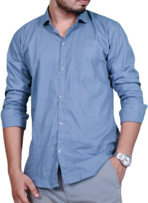 THE GENT CODEE Men Solid Casual Light Blue Shirt