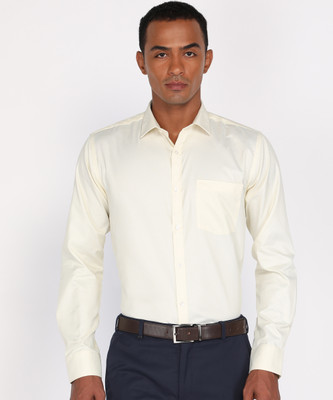 PARK AVENUE Men Self Design Formal Yellow Shirt
