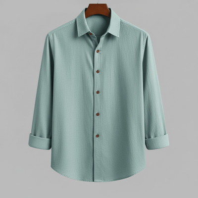 SHABIB Men Solid Casual Green Shirt