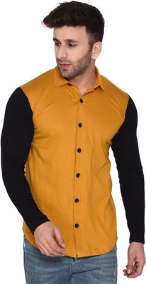 GEUM Men Solid Formal Yellow Shirt