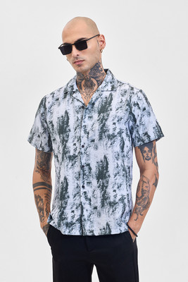 Snitch Men Printed Casual Light Blue Shirt