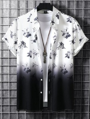 ZONANZA Men Printed Casual Black, White, Grey Shirt