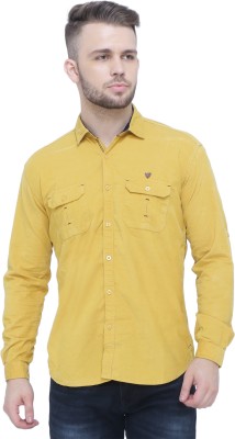 KUONS AVENUE Men Solid Casual Yellow Shirt