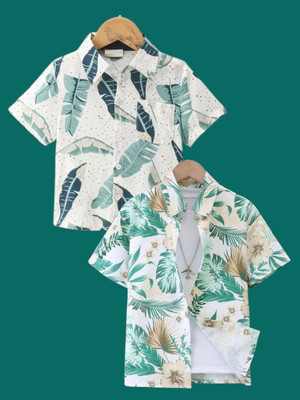 KILLER Boys Printed, Floral Print Casual Green Shirt(Pack of 2)