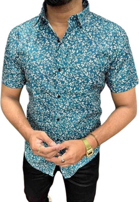 Vedamenterprise Men Printed Casual Dark Blue Shirt