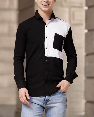 METRONAUT Men Solid Casual Black Shirt