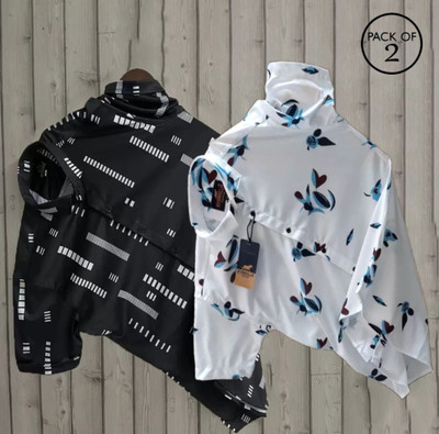 TIGERSNAKE Men Printed Casual Black, White, Blue Shirt(Pack of 2)