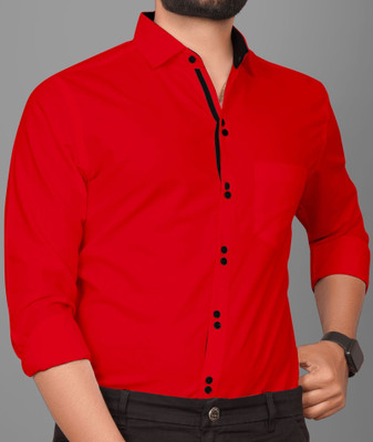 Tyzlo Men Solid Casual Red Shirt