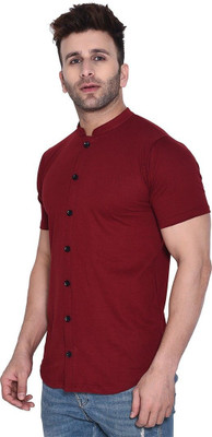 BEYOU FASHION Men Solid Casual Maroon Shirt