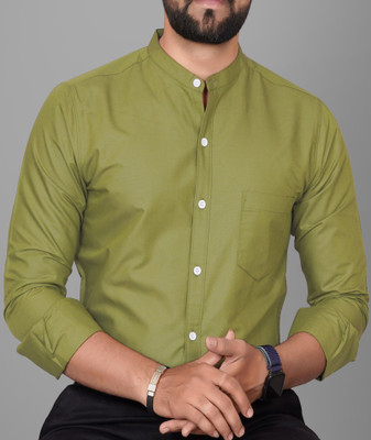 GLOBAL NOMAD Men Solid Casual Light Green Shirt