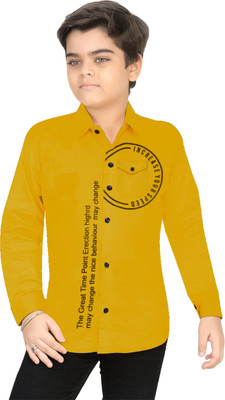 StylerOn Boys Printed Casual Yellow Shirt