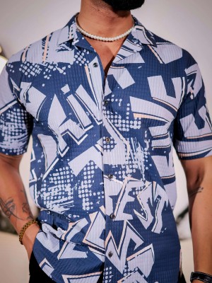 MOXTE Men Printed Casual Blue Shirt